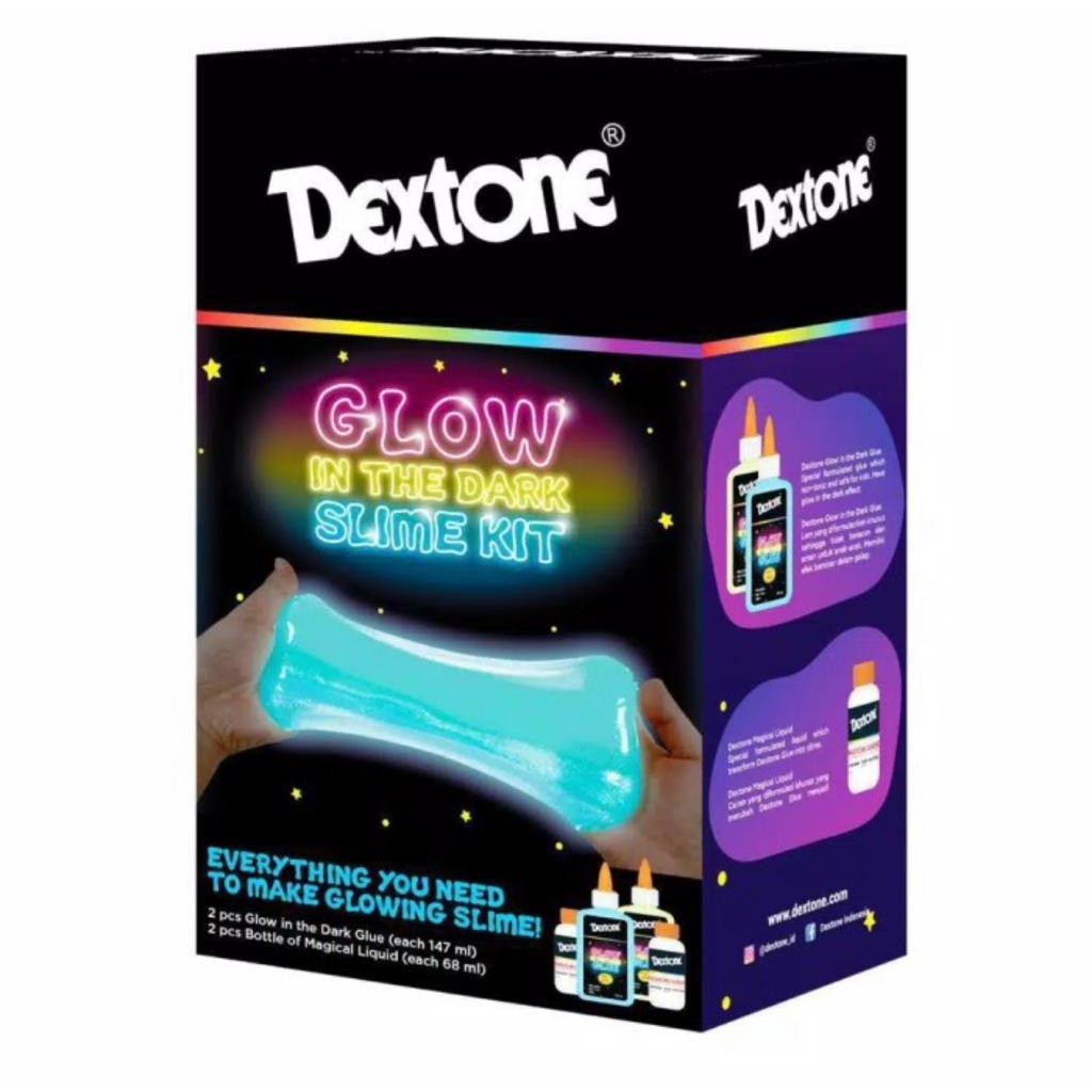 Dextone Slime Kit Set GITD Glow Metallic slime anti gagal