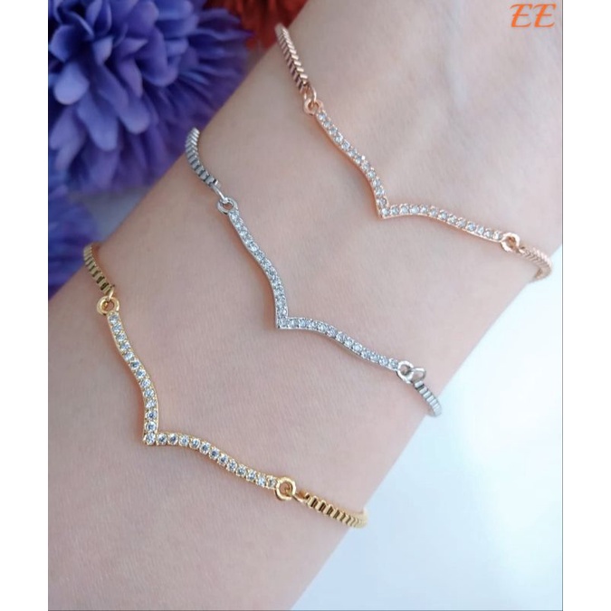 Fourfashion Gelang Tangan Serut Fuji Anti Karat Lapis Emas PD247