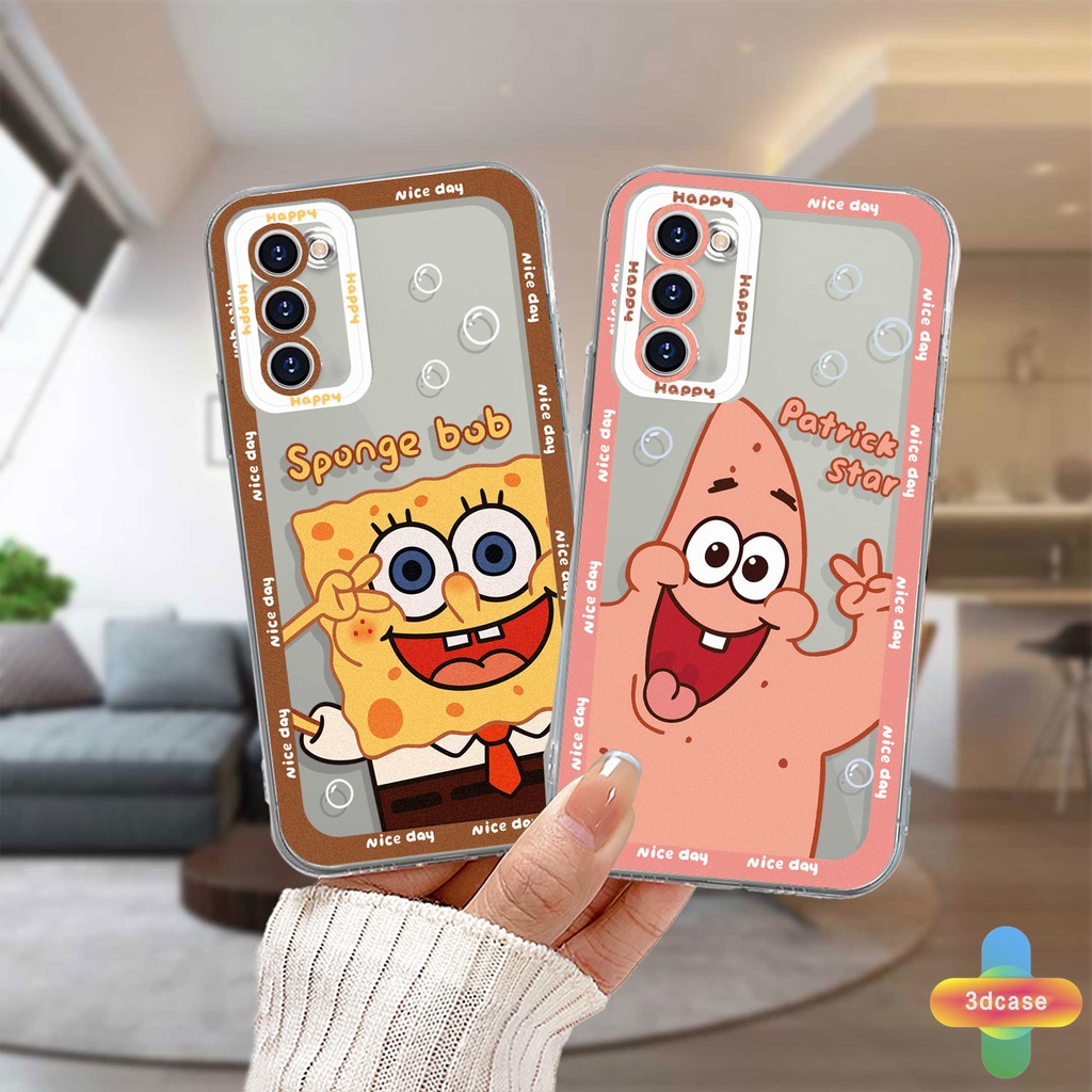 Case HP Samsung A32 A52 A12 A03 A13 A23 A51 A03S A10S A50 A20S J7 Prime A02S A20 A50S A10 A30S A52S A30 M12 M01S A125 F12 M10S M40S A515F A207F M02S A025 F02S 11 12 13  7 8 6 Plus Cartoon SpongeBob SquarePants Transparent Case