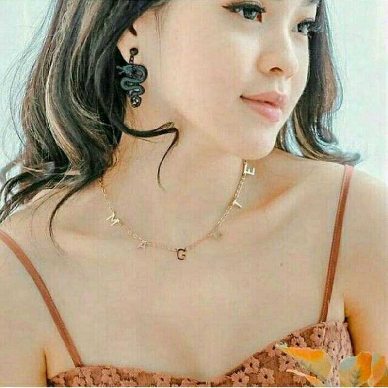 Kalung Nama  / kalung wanita / aksesoris / kalung ukir nama lapis emas / Tempah custom / xuping