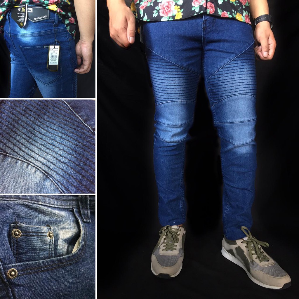 Celana Slim Fit Pria Jeans Lutut Sobek Panjang Bahan Premium Stretch Size 29-34