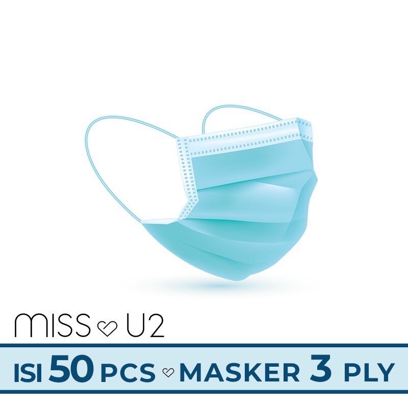 masker mulut Masker Kesehatan Earloop Miss U2 3ply 1 box Isi 50pcs Masker