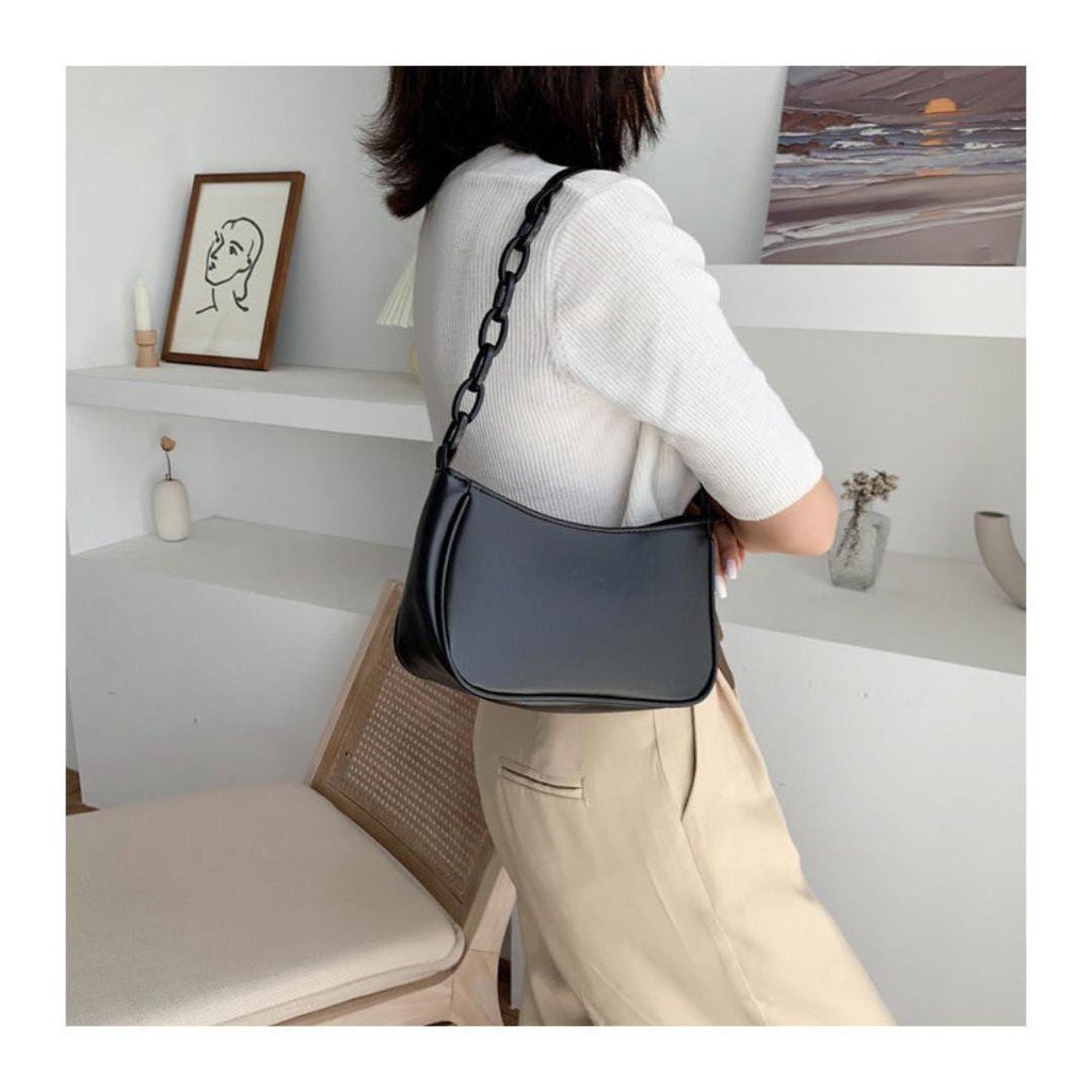 SAES Tulip Tas Selempang Mini Kulit Wanita Shoulder bag Korea bag New Arrival Fashion Multifungsi Hitam Saes shop 003