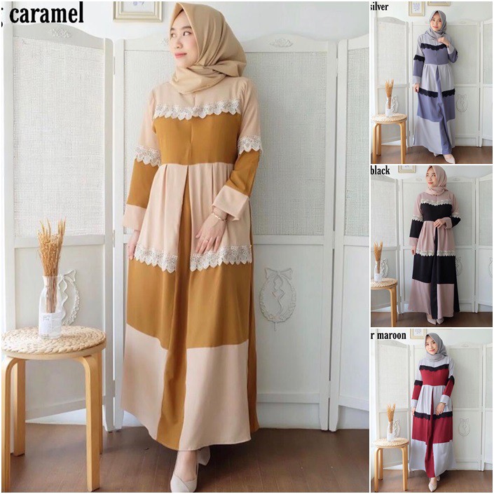 GAMIS WANITA CASUAL TERMURAH - LIVIRA DRESS MOSSCREPE - DRESS KOREAN STYLE MUSLIM '