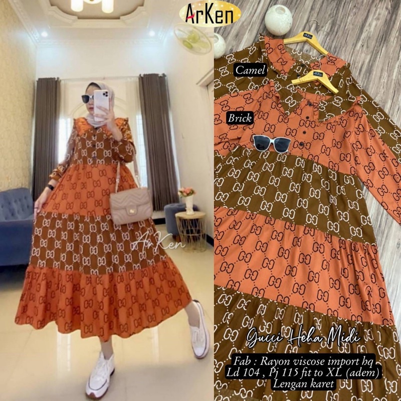 GUCCI HEHA MIDI DRESS WANITA GAMIS BY ARKEN