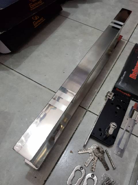Paket handle pintu stainless minimalis 60cm 1set+body pelor