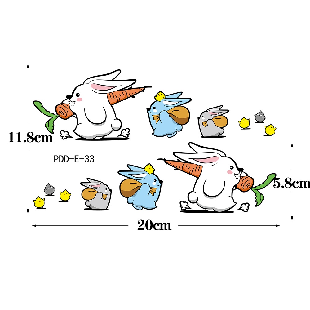 2 Set Stiker Motif Kartun Kelinci Untuk Dekorasi Body Mobil / Skuter / Motor