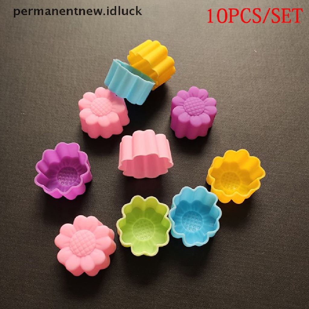 10 Pcs Cetakan Kue / Sabun / Cokelat / Jelly / Fondant Bentuk Bunga Matahari Bahan Silikon Handmade DIY