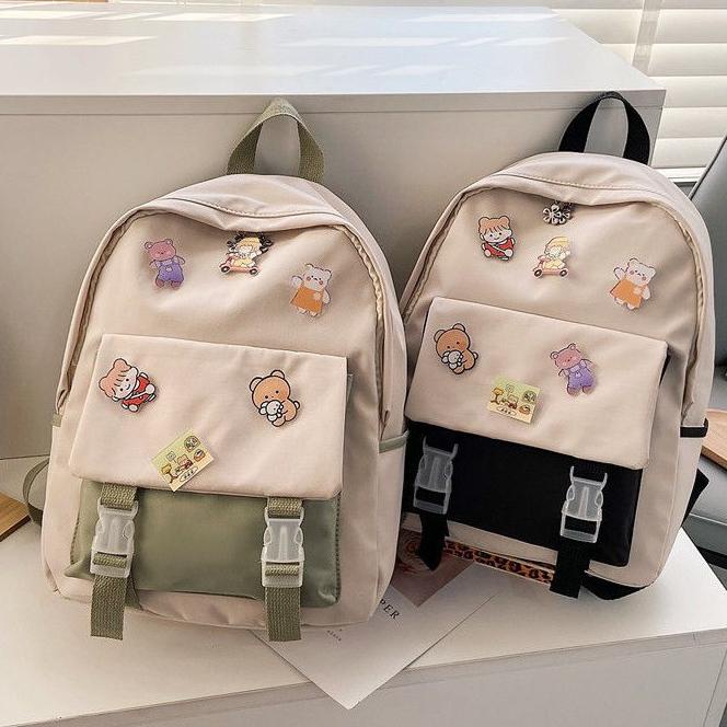 Tas Ransel Wanita Korea Ori Tas Sekolah Kanvas Muat Laptop