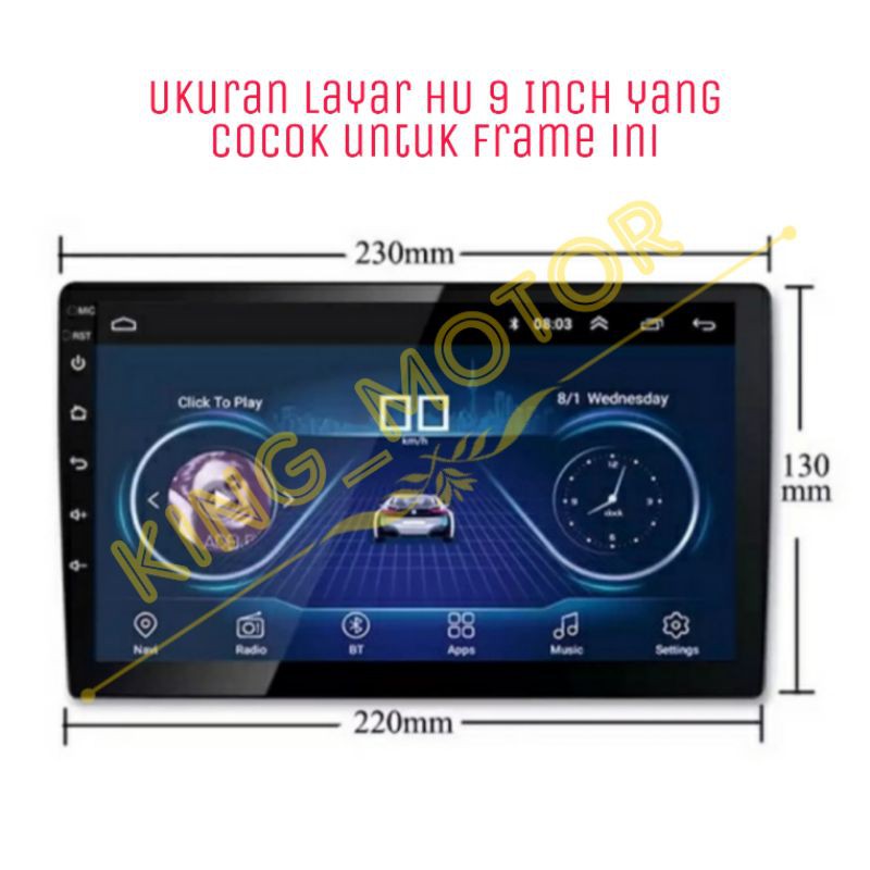 Frame HU Head Unit 9 Inch Android Fortuner VRZ 2016 Up