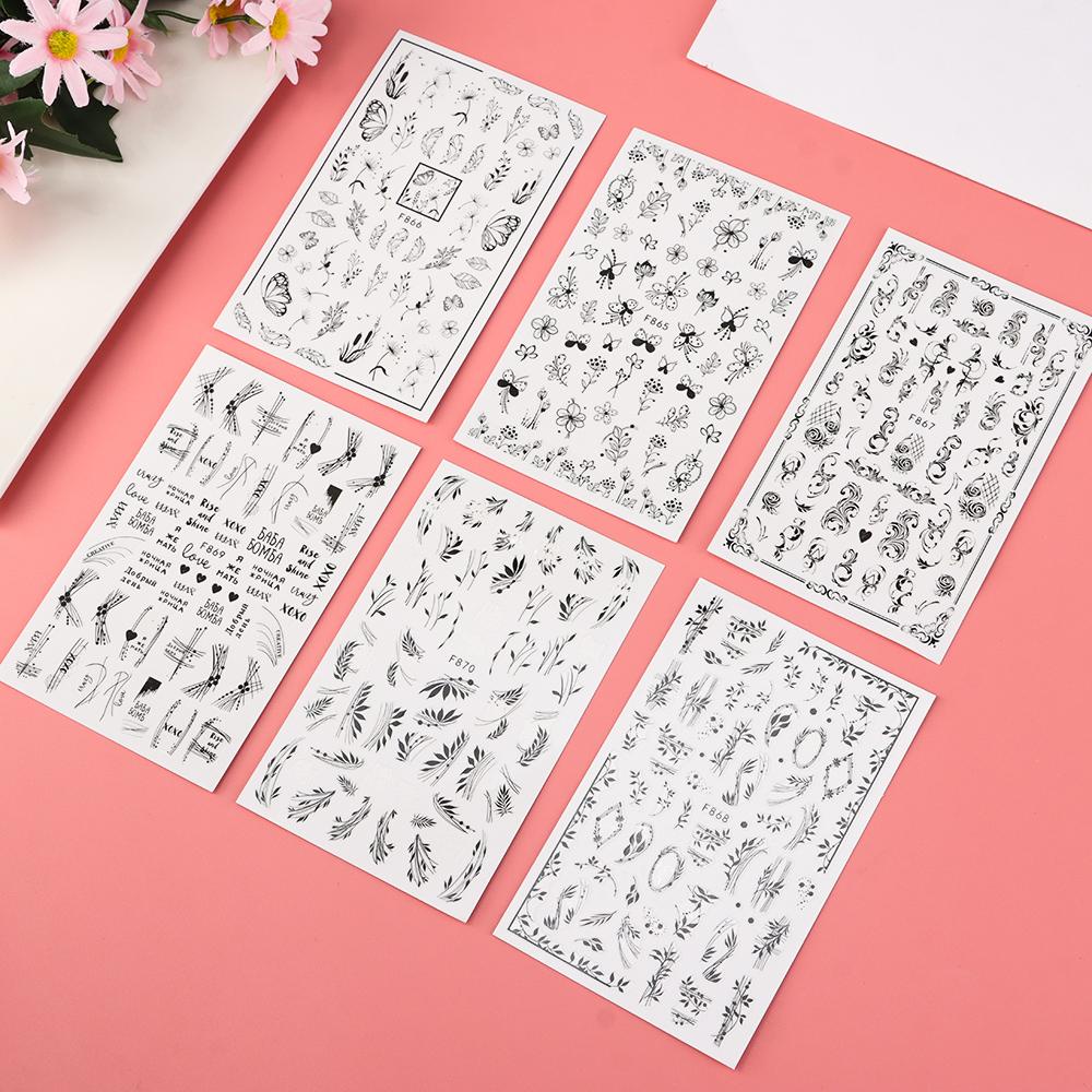 R-flower Nail Sticker Back Lem Decals Bunga Nail Art Dekorasi Daun