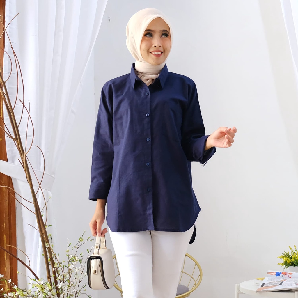 KEMEJA LINEN OVERSIZED//ATASAN KEMEJA WANITA