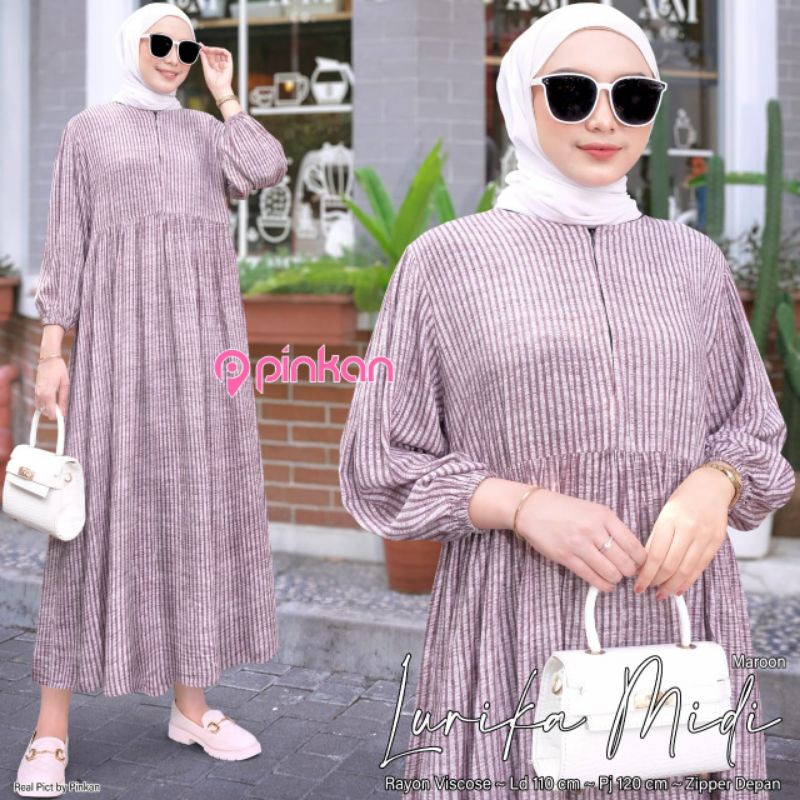 pinkan lurika midi dress ld 110 rayon viscose harga termurah motif terbaru || lurika #2
