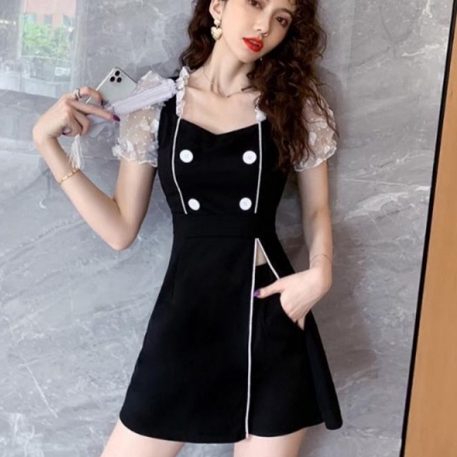 0720 Baju Dress mini set celana pendek polos lengan pendek import wanita Baju Pakaian Midi Dress ala