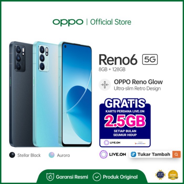 endrewwendrium [Tukar Tambah Live.On] OPPO Reno6 5G Smartphone 8GB/128GB - Hitam