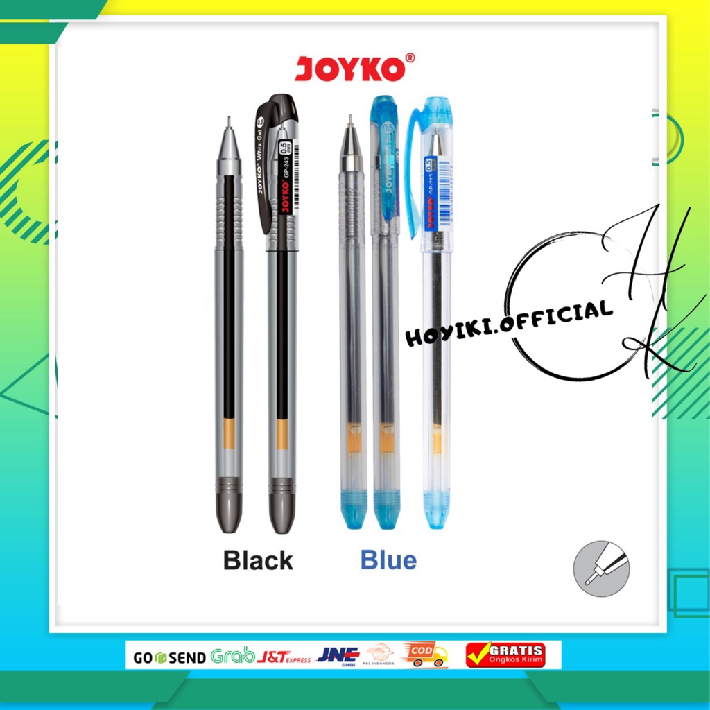 

JOYKO Gel Pen Pulpen Pena Joyko GP-243 Whiz Gel 0.5 mm Hitam Biru