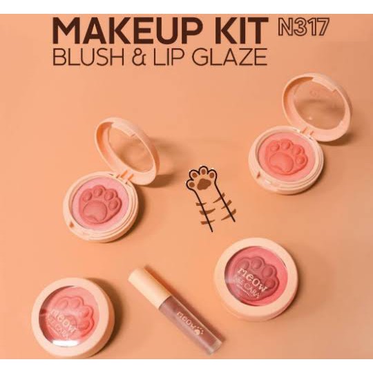 NEE CARA N317 MAKEUP KIT BLUSH & LIP GLAZE / BLUSH ON / LIP GLAZE / LIP GLOSS / 2IN1 MAKEUP SET