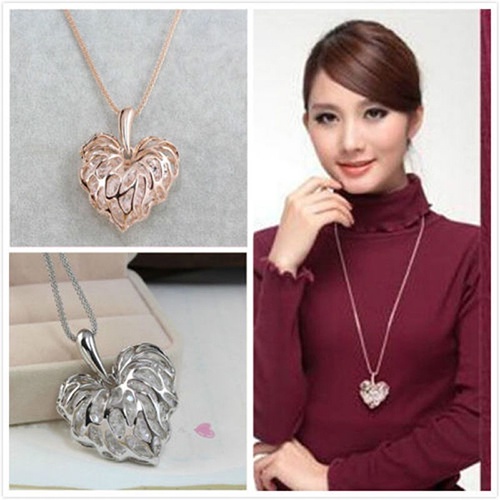 Hu Hu Hu Hu Hu Alat Bantu Pasang Kacamata♡ Kalung Rantai Panjang Model Hollow Bentuk Hati Untuk Wanita