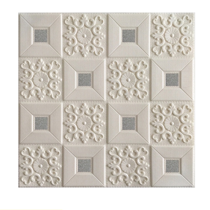 Wallpaper Dinding Foam Batik Wallsticker Size 35 x 70 cm Waterproof Stiker Dinding Emboss HOME WALLPAPER SHOP-BTK003-SILVER-35X70