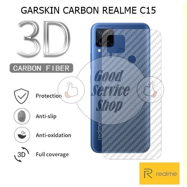 Back skin karbon atau gaskin carbon 3d realme c15 , anti gores anti jamur anti licin