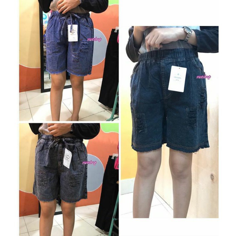 Celana Pendek Wanita HOT PANTS JEANS SOBEK RAWIS Standart dan JUMBO