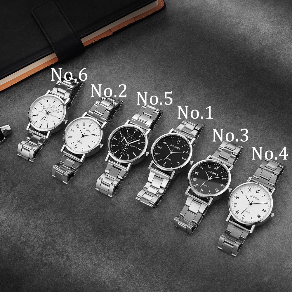 Jam Tangan Pria A0142 Alloy Band Quartz Watch/Murah