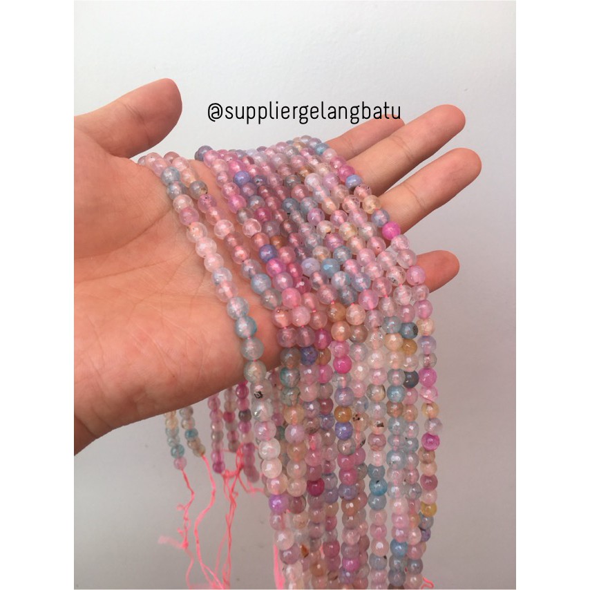 Natural Morgan FACETED beads 6mm CUTTING batu manik manik craft impor bahan craft aksesoris supplier