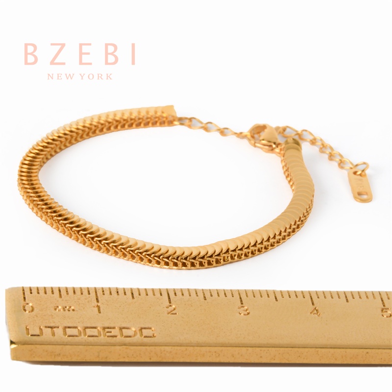 Bzebi Gelang Titanium Steel Lapis Emas 18k Hias Berlian Imitasi Gaya Korea 1085b Untuk Wanita