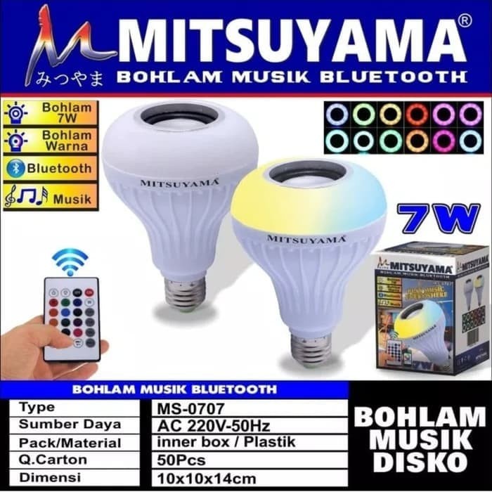 (COD) Bohlam Musik Bluetooth MITSUYAMA MS-0707 /Speaker Lampu Disco MS 0707