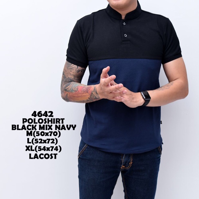 kaos polo lacoste black navy