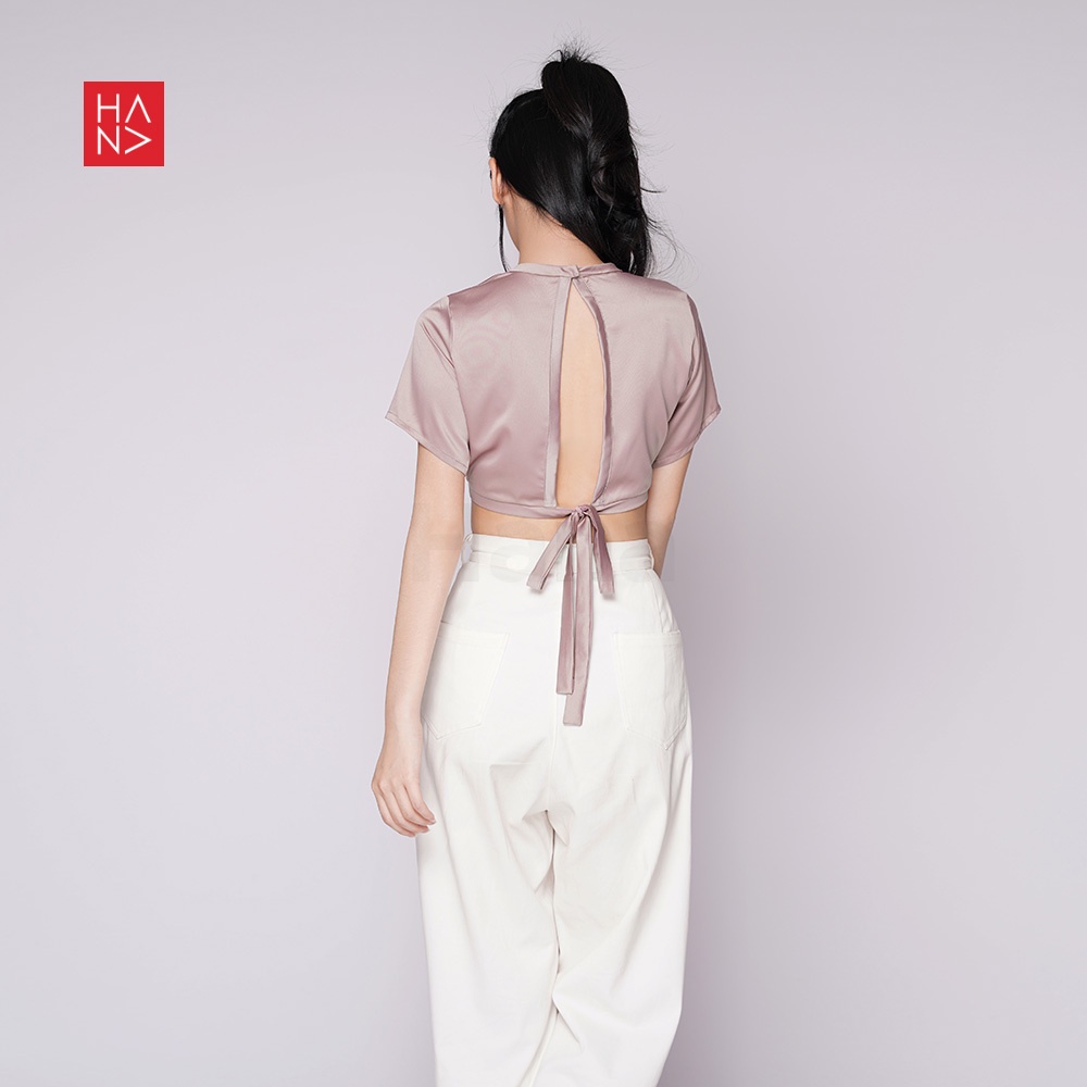 HanaFashion JKT - Ester Backless Satin Crop Top Wanita - CT156