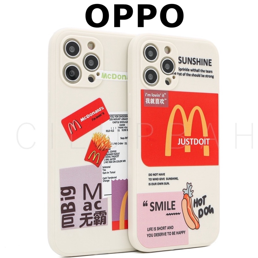 Soft Case Casing Oppo Reno A1K A3S F9 A15 A71 A37 A33 A53 A5 A52 4F - MCD Mcdonalds French Fries &amp; Hot Dog Edge Square Full Lens Cover Casing