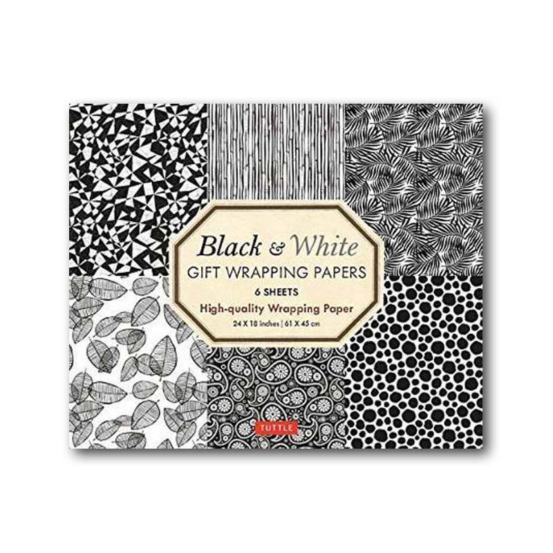 

CT Gift Wrap Paper Black & White 6 sheets - 9780804851169 - Stationery Ori Periplus