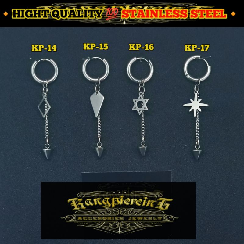 ANTING 100% STAINLESS STEEL BTS TERBARU JUNGKOK TINDIK DAN JEPIT