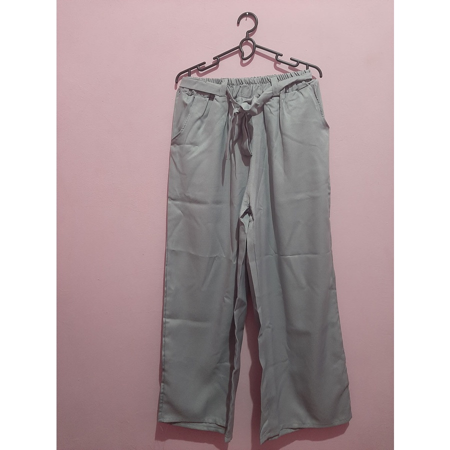 Celana Wanita Kulot Panjang Bahan Moscrepe Pinggang Karet