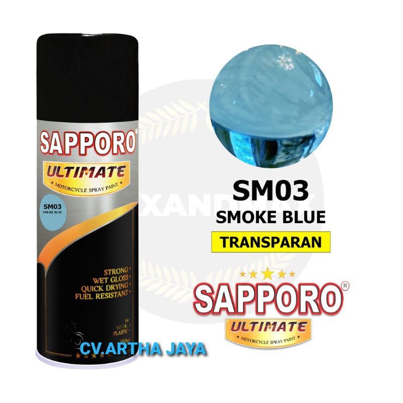 SAPPORO ULTIMATE TRANSPARAN SMOKE BLUE BIRU SM03 400ml