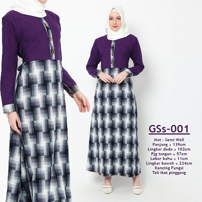 Gamis Busui Kombinasi bahan Semi Woll (GSs)