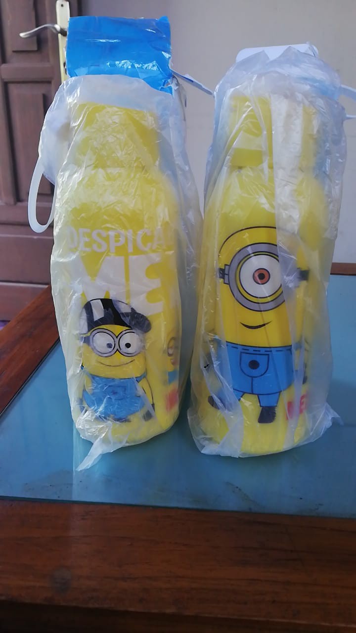 Tgb Botol Kaca Lapis Plastik Karakter Kartun Anti Slip Dan Tahan Panas