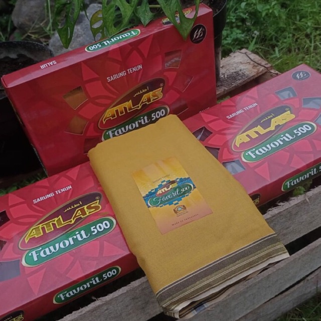 Sarung Atlas | Favorit 500 | Model Terbaru | Polos | Motif Warna Kuning Sarung Pria Dewasa | Bahan L