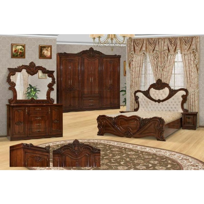 Set kamar mewah dipan lemari meja rias Nakas kayu jati