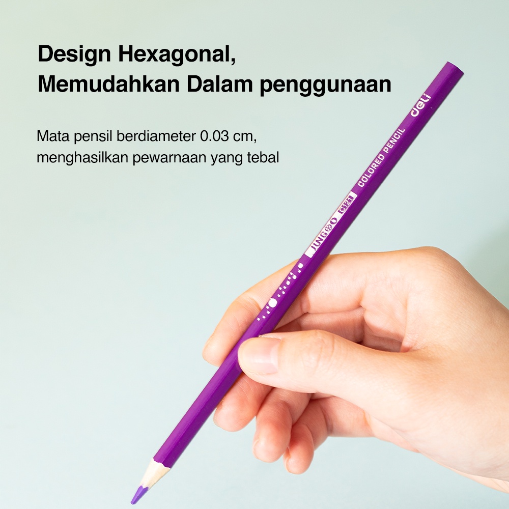 Deli Colored Pencil / Pensil Warna Lucu 12 24 Warna Pewarnaan Cerah EC121-XX Image 6