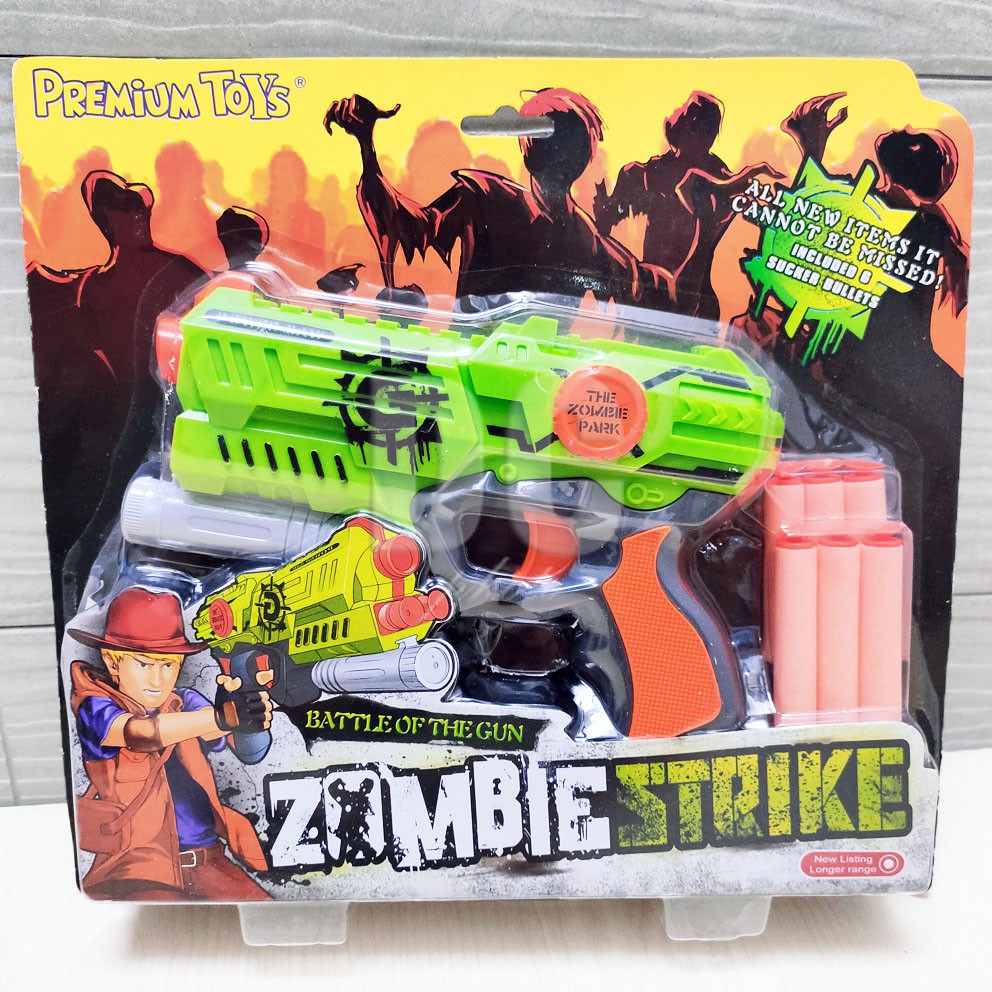 Zombie Strike Gun Mainan Blaster Gun Nerf Dart Tembak Peluru Gabus