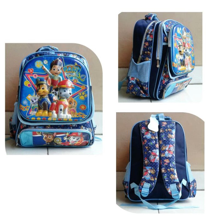 Tas Anak Ransel SD Paw Patrol 6D Timbul 3 Kantung Import