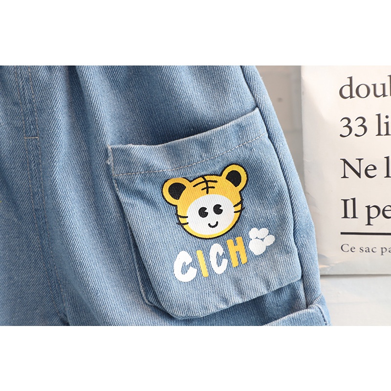 Setelan Anak Laki Laki GATHER Summer Set 2in1 Baju Anak kaos dan celana denim Korean Style Import