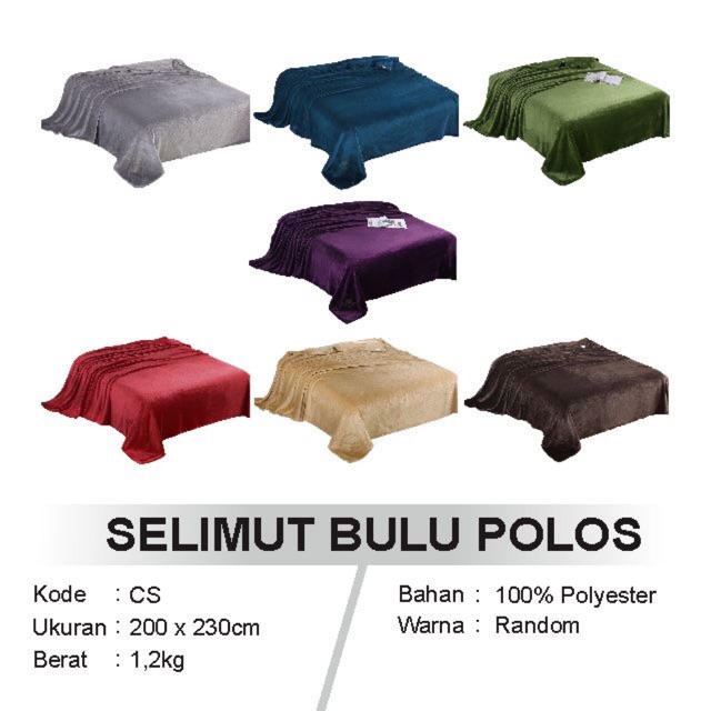 [POLOS] SELIMUT BULU POLOS TEBAL 180x200cm IMPORT DEWASA