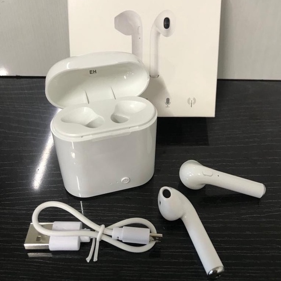 [READY] HEADSET WIRELESS BLUETOOTH MODEL I7S WHITE FREE CHARGER