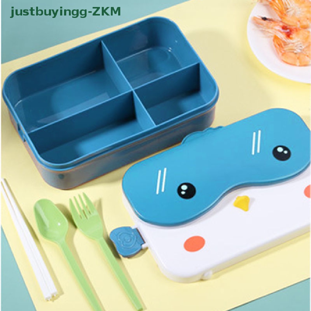 Kotak Makan Siang Bento Portabel Bentuk Persegi Panjang Bahan Plastik Anti Bocor Untuk Anak Sekolah