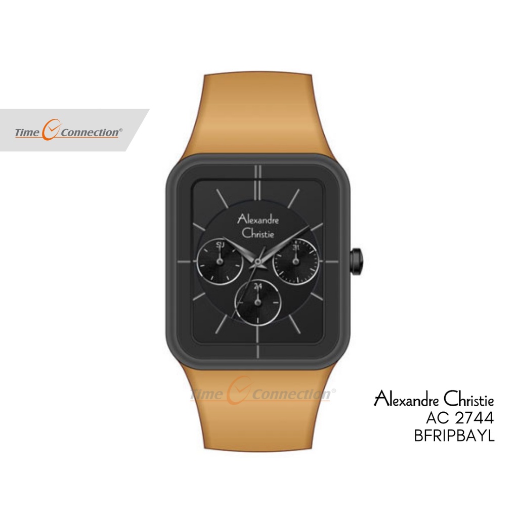 Alexandre Christie AC 2744 BFRIPBAYL Kuning Hitam Original / Jam Tangan Wanita Analog Karet / Yellow