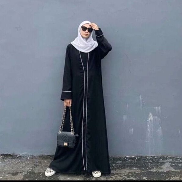 Gamis Abaya Hitam Dubai Arabian Lengan Panjang Maxi Dress Syari Untuk Remaja atau Dewasa Bisa Juga Untuk Ibu Menyusui Bahan Jetblack Saudi Premium Baju Muslim Basic Abaya Wanita Buat Pesta atau kondangan Fashion Muslim Kekinian Terbaru
