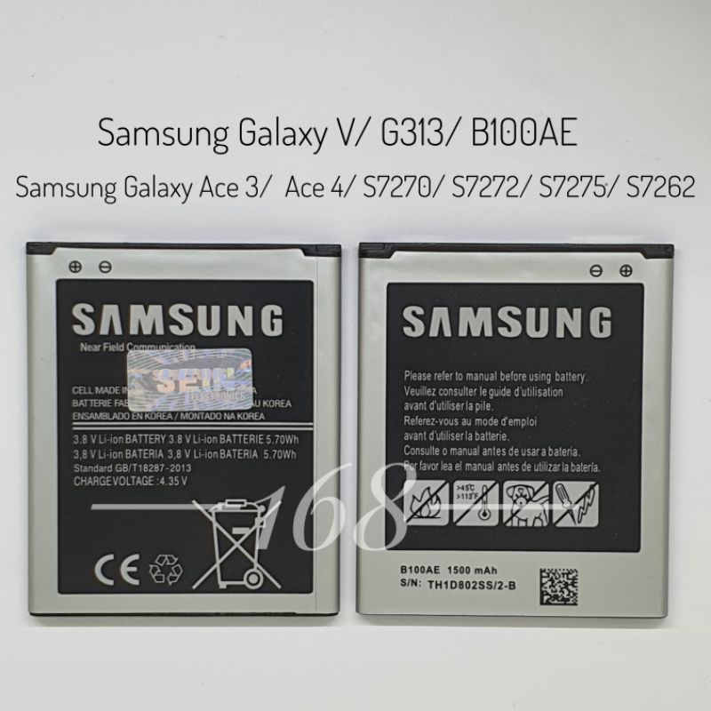 Baterai Batre Samsung Galaxy Ace 3 Ace 4 S7270 S7272 S7275 S7262 Batere  Galaxy V G313 B100AE